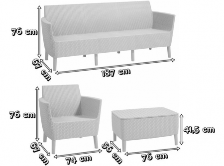 Комплект мебели для отдыха ECO- Salemo 3 seater set  коричневый