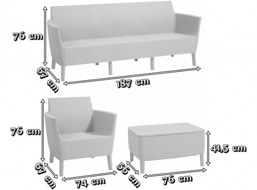 Комплект мебели для отдыха ECO- Salemo 3 seater set  коричневый