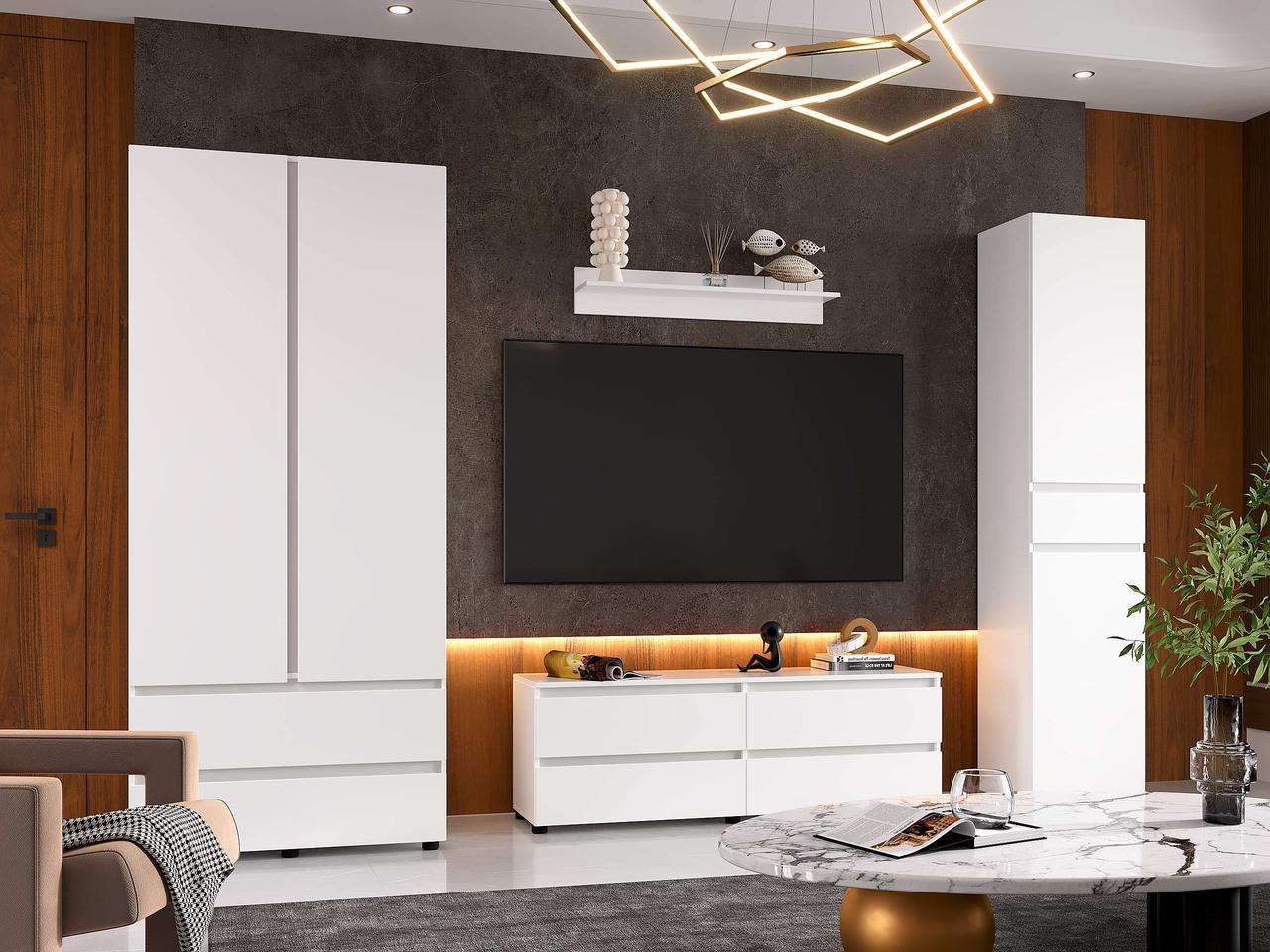 Комплект в гостиную EVR- Лайт-1 белый (нимфея альба)