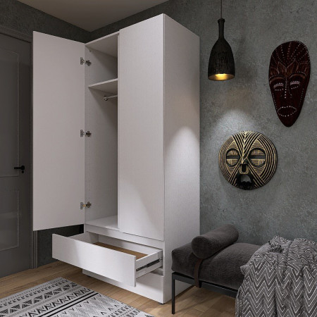 Шкаф распашной на 2 двери и 2 шухляды EVR- Лайт ШЛ-2 белый(нимфея альба)