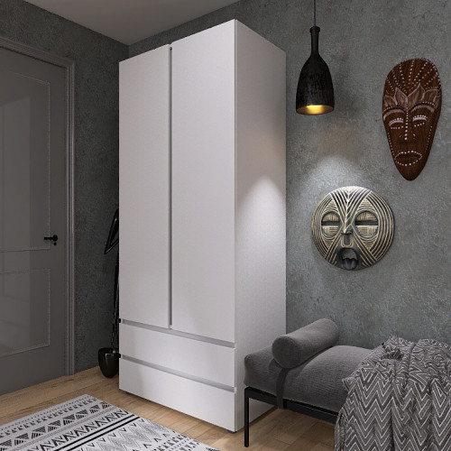 Шкаф распашной на 2 двери и 2 шухляды EVR- Лайт ШЛ-2 белый(нимфея альба)