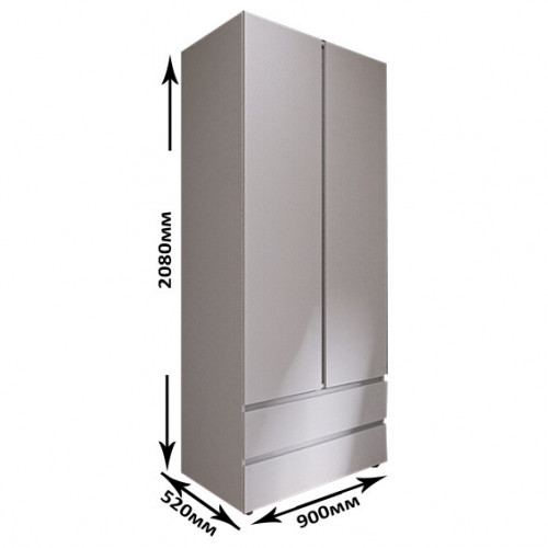 Шкаф распашной на 2 двери и 2 шухляды EVR- Лайт ШЛ-2 белый(нимфея альба)