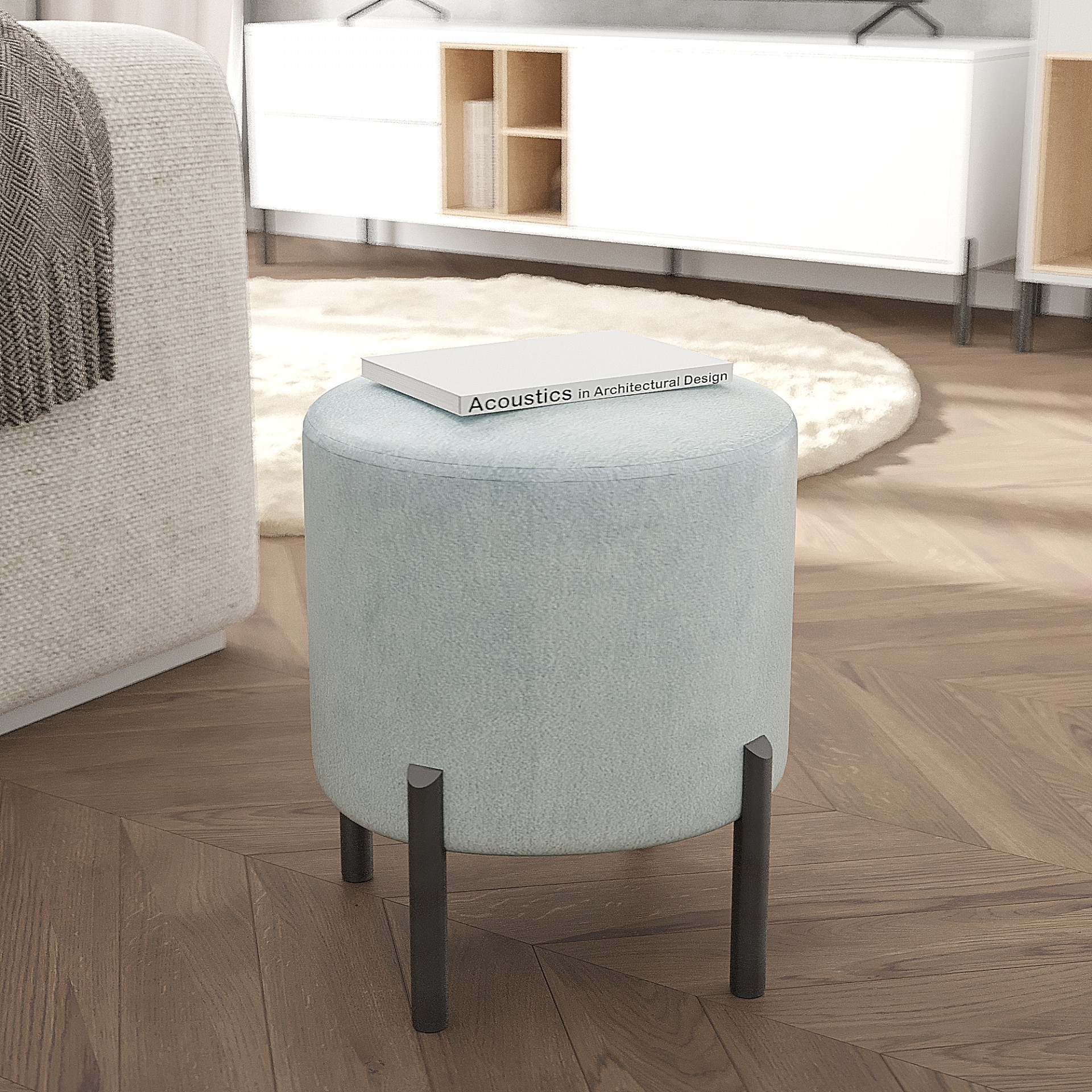 Пуф на ножках 43х35 KOD- Пуф-Ларго (ткань велюр)