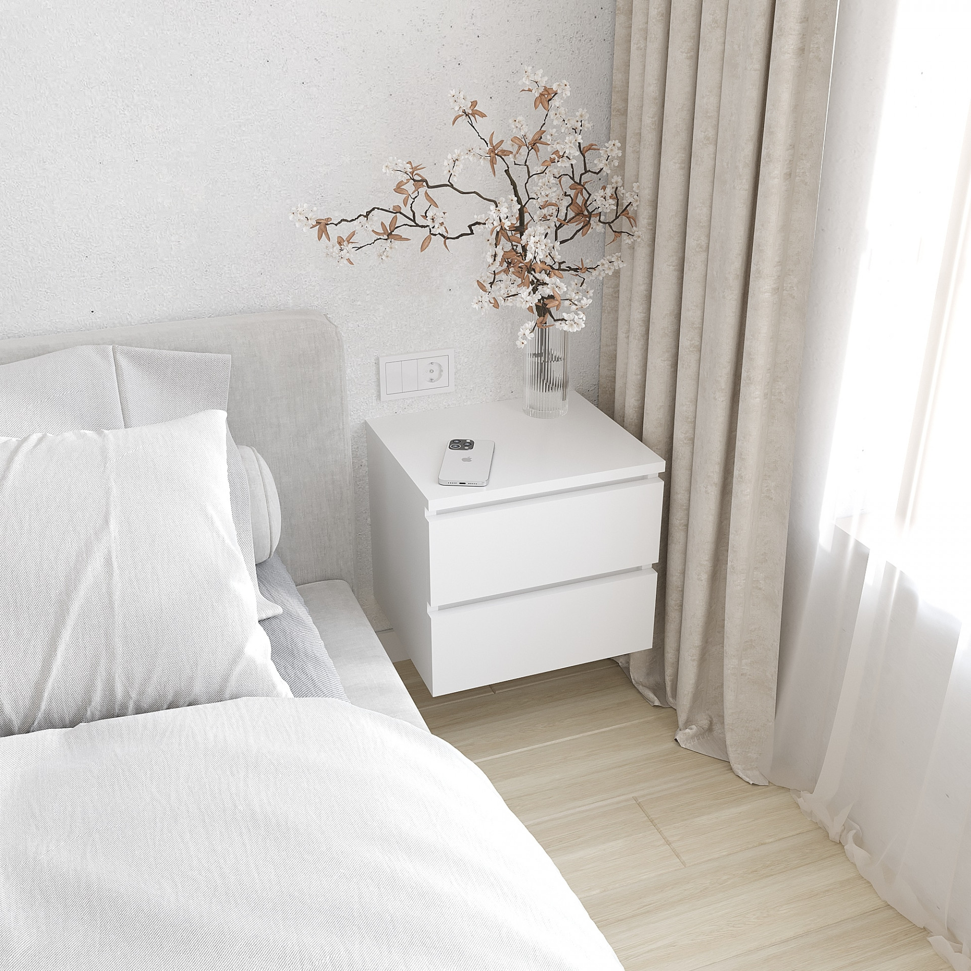 Тумба прикроватная подвесная с шухлядами KOD- ТУ-Флай-2