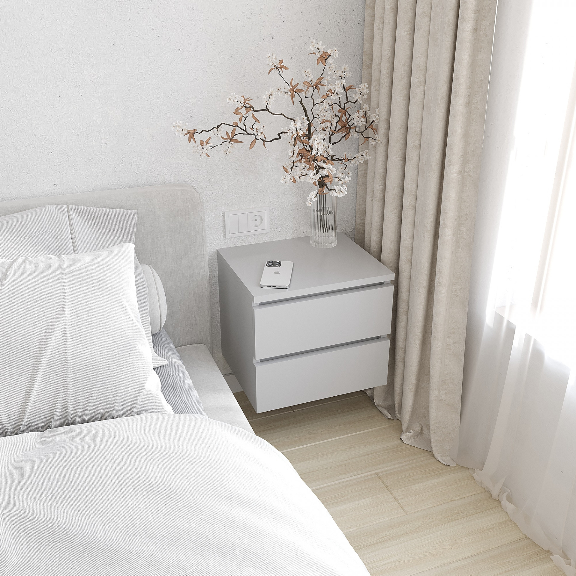 Тумба прикроватная подвесная с шухлядами KOD- ТУ-Флай-2