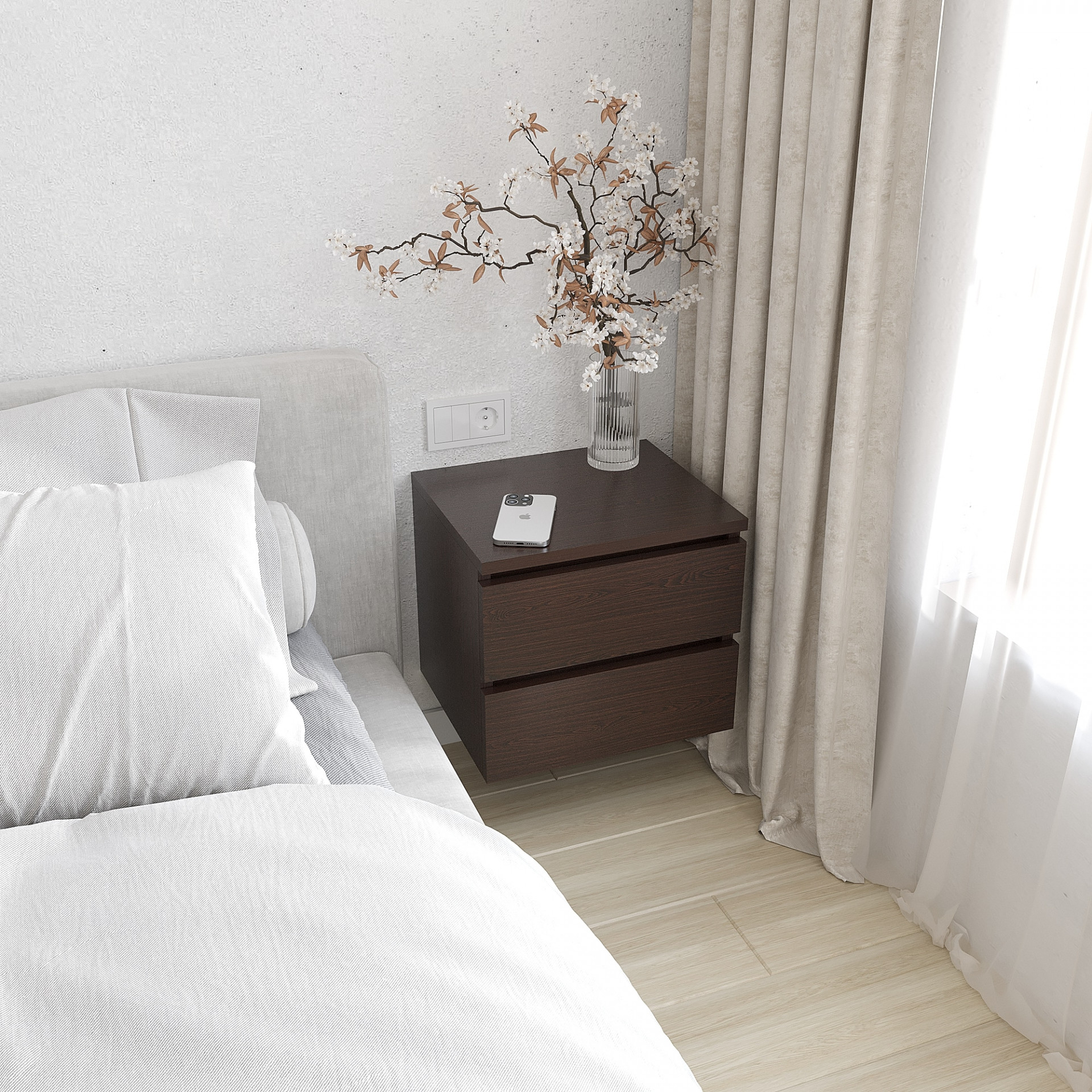 Тумба прикроватная подвесная с шухлядами KOD- ТУ-Флай-2