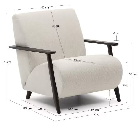 Кресло Kave Home MEGNAN S51611TB12 (жемчужный/венге)