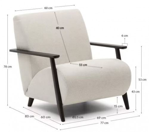 Кресло Kave Home MEGNAN S51611TB12 (жемчужный/венге)
