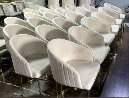 Стул обеденный Art-Deco EXI- Cizgili бежевый велюр + золотые ножки