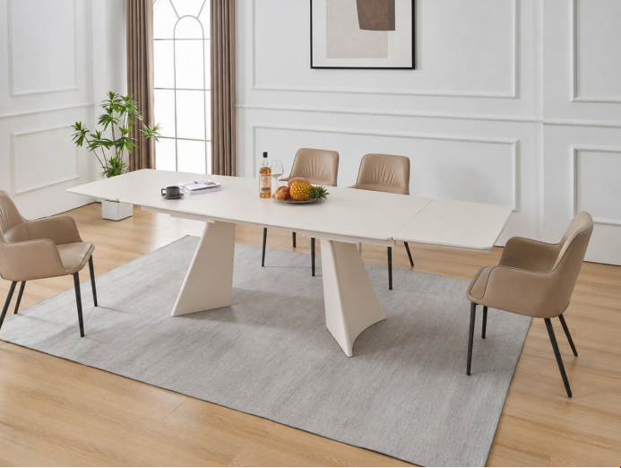 Стіл обідній розкладний INI- BRIXTON CERAMIC 160(240)*90 світло-сірий /кашемир  