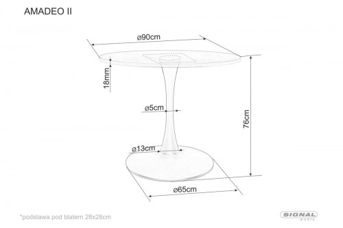 Стол SIGNAL Amadeo II диаметром 90 см в оттенках дуба и ореха