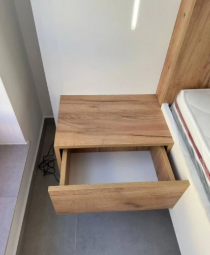 Кровать Perfect Home 3Д / 3D 160 двуспальная с прикроватными тумбами и подсветкой Белый/дуб крафт золотой