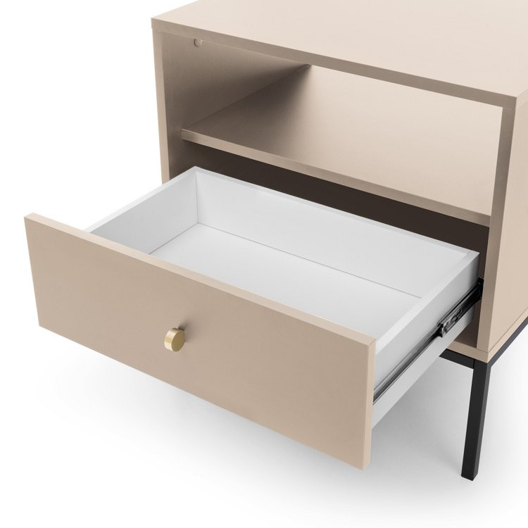 Тумба прикроватная Perfect Home Моно/Mono с 1 ящиком, черные ножки MS54 Беж песочный