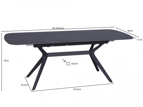 Стол керамический Avn- DELF 160-204x90 Ceramic Black