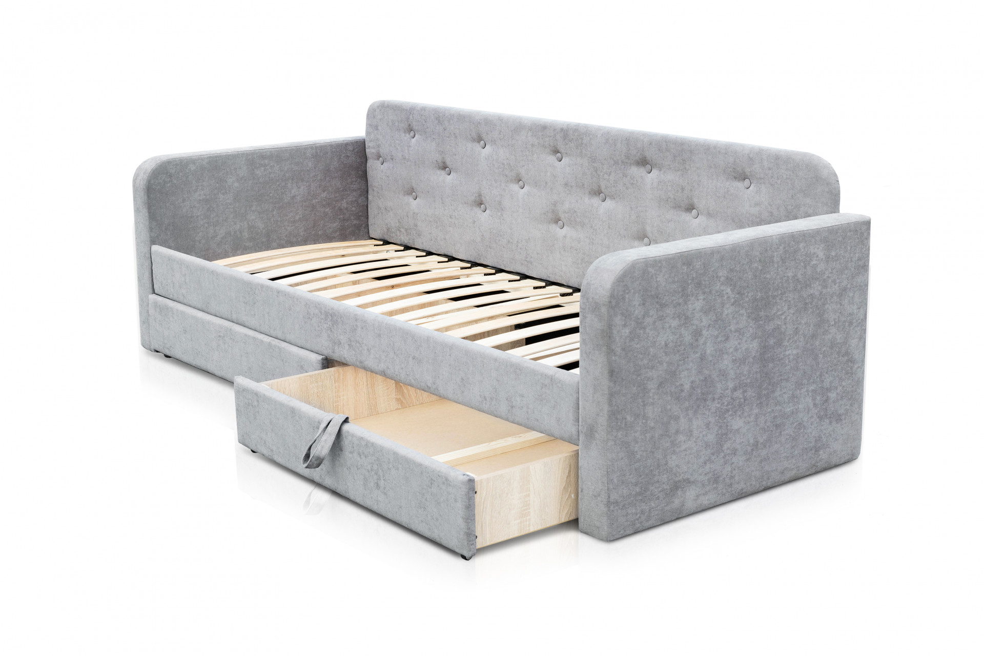 Кровать с двумя ящиками 80х200 см BIO- Софт Малибу (серый) 