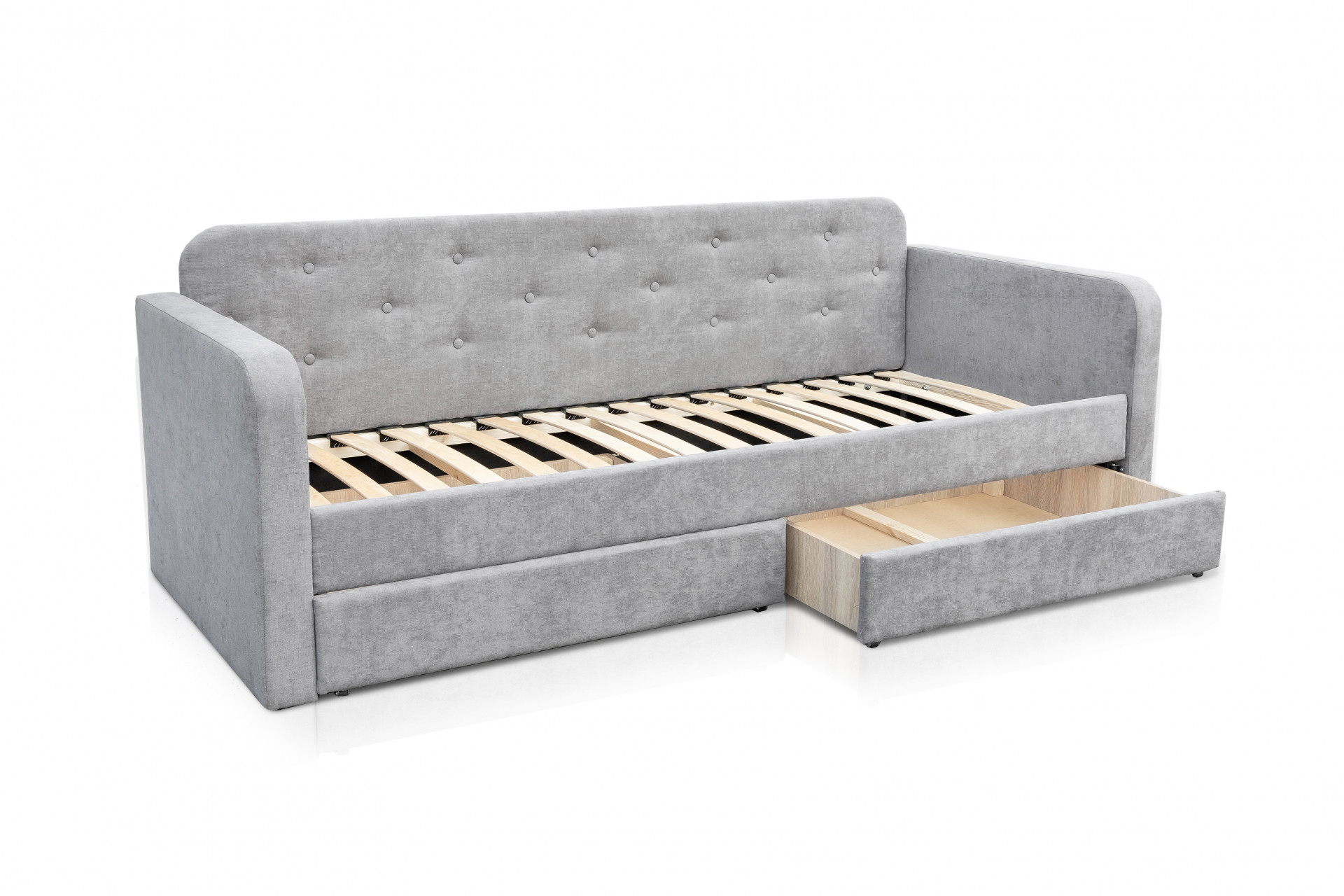 Кровать с двумя ящиками 80х200 см BIO- Софт Малибу (серый) 