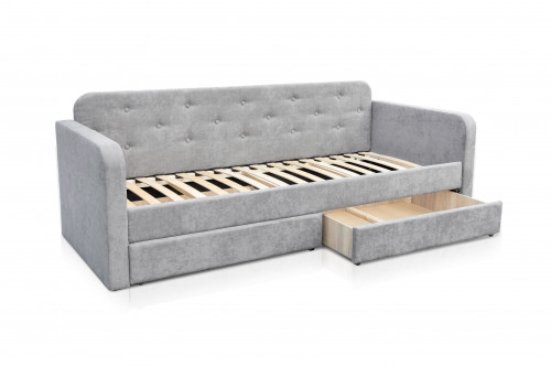 Кровать с двумя ящиками 80х200 см BIO- Софт Малибу (серый) 