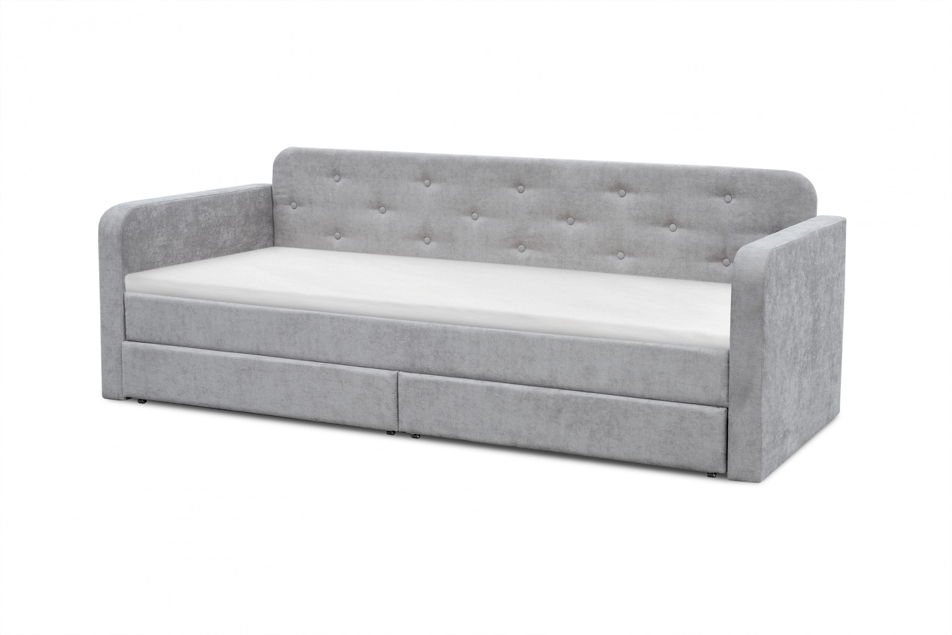 Кровать с двумя ящиками 80х200 см BIO- Софт Малибу (серый) 