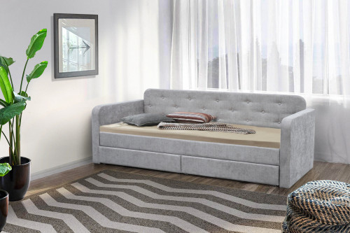 Кровать с двумя ящиками 80х200 см BIO- Софт Малибу (серый) 