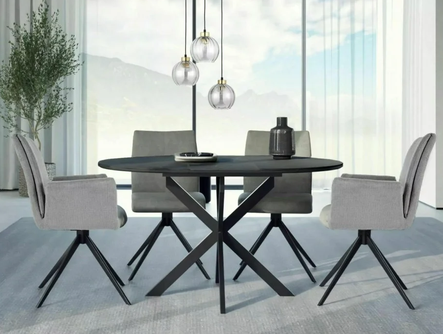 Стол SIGNAL Gaston CERAMIC 100(135)*100 черный / черный 