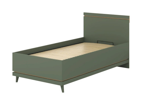 Кровать односпальная с газовым подьемником Helvetia SCANDI 24D5OH54 (зеленый / дуб)