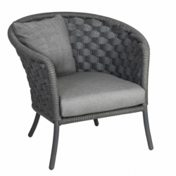 Кресло их техноротанга Alexander Rose TEA- CORDIAL GREY WIDE LOUNGE ARMCHAIR W. CUSHION