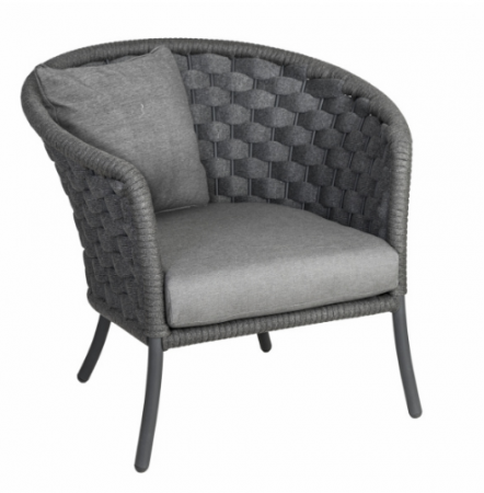 Кресло их техноротанга Alexander Rose TEA- CORDIAL GREY WIDE LOUNGE ARMCHAIR W. CUSHION