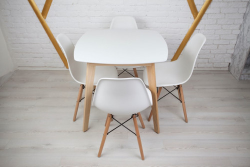 Кухонный комплект Ont- Джузеппе белый квадратный стол + 4 стула Classic (Осако)