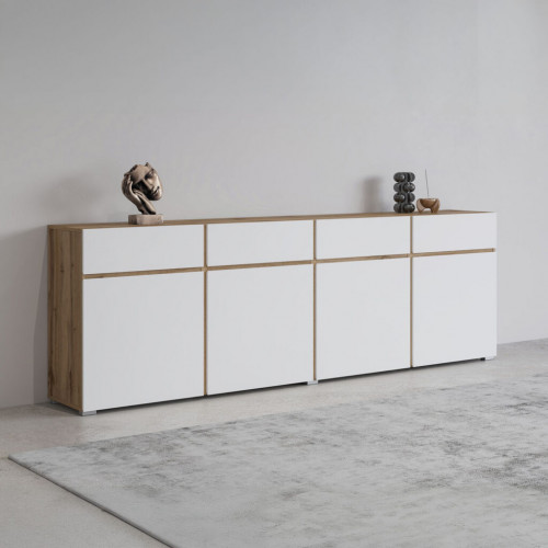 Комод на 4 двери и 4 ящика Helvetia CROSS 24N9MY25 (дуб вотан/белый)