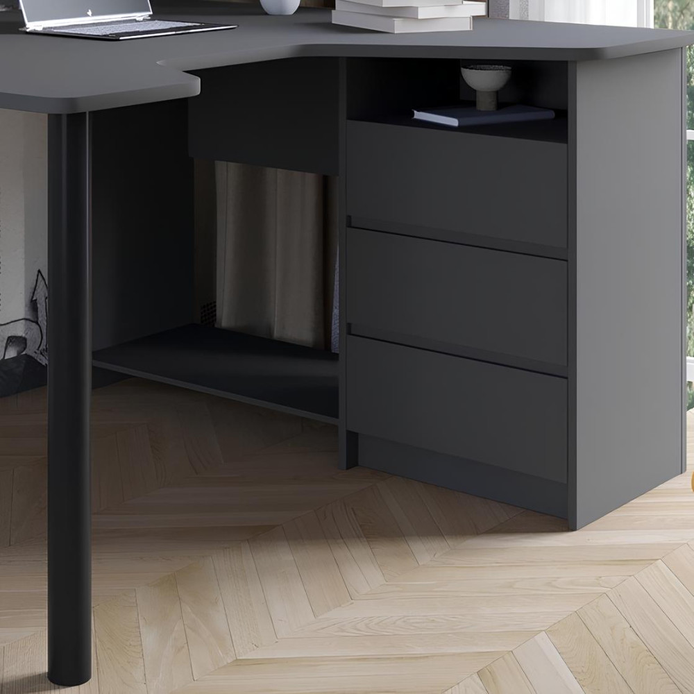 Геймерский компьютерный стол LION- Буст угловой с ящиками Нимфея Альба (белый) (LION-041459) ТОП