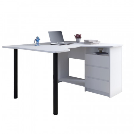 Геймерский компьютерный стол LION- Буст угловой с ящиками Нимфея Альба (белый) (LION-041459)