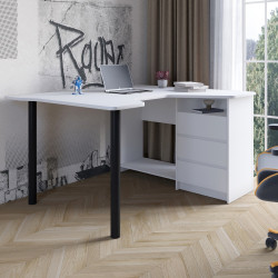 Геймерский компьютерный стол LION- Буст угловой с ящиками Нимфея Альба (белый) (LION-041459) ТОП