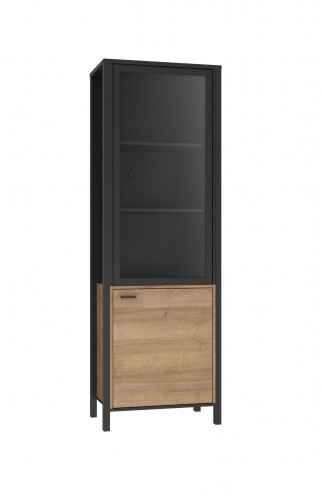 Витрина на 1 дверь Forte HIGH ROCK HRKV711 (дуб ривьера/черный)