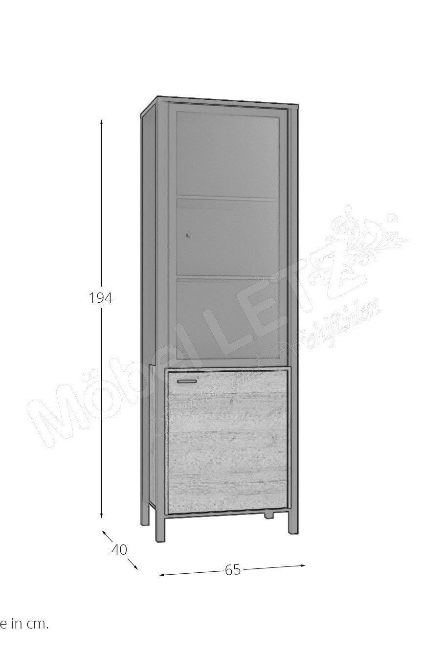 Витрина на 1 дверь Forte HIGH ROCK HRKV711 (дуб ривьера/черный)