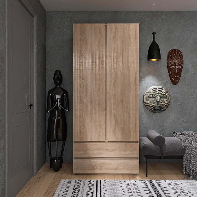 Шкаф распашной на 2 двери и 2 шухляды EVR- Лайт ШЛ-2 дуб Сонома