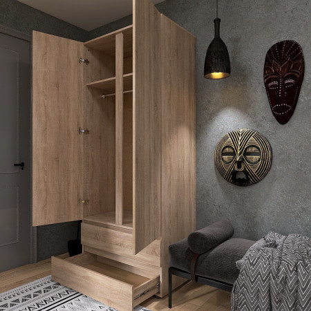 Шкаф распашной на 2 двери и 2 шухляды EVR- Лайт ШЛ-2 дуб Сонома