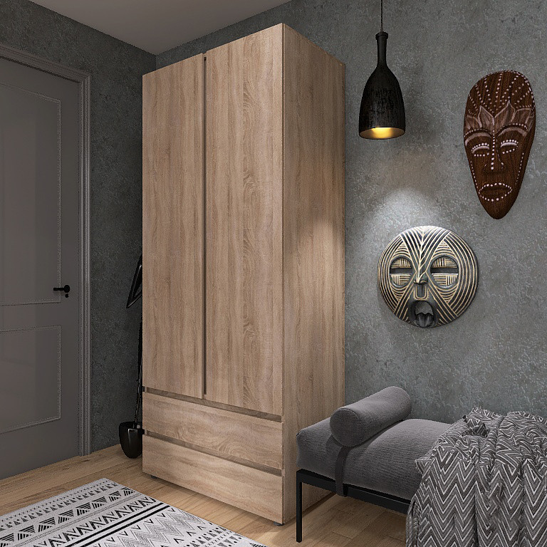 Шкаф распашной на 2 двери и 2 шухляды EVR- Лайт ШЛ-2 дуб Сонома