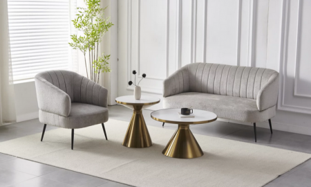 Стол кофейный CRV- Connery, Arctic ice top champagne base 70 cm