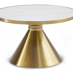 Стол кофейный CRV- Connery, Arctic ice top champagne base 70 cm