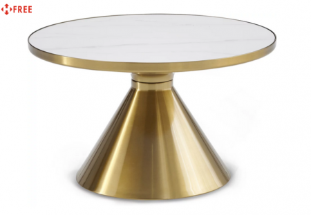 Стол кофейный CRV- Connery, Arctic ice top champagne base 70 cm