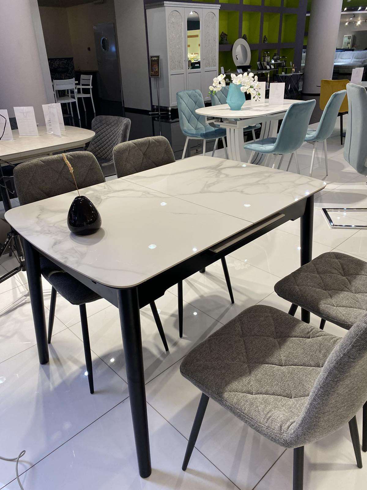 Стол обеденный модерн VTR- TM-76 вайт клауд + черный