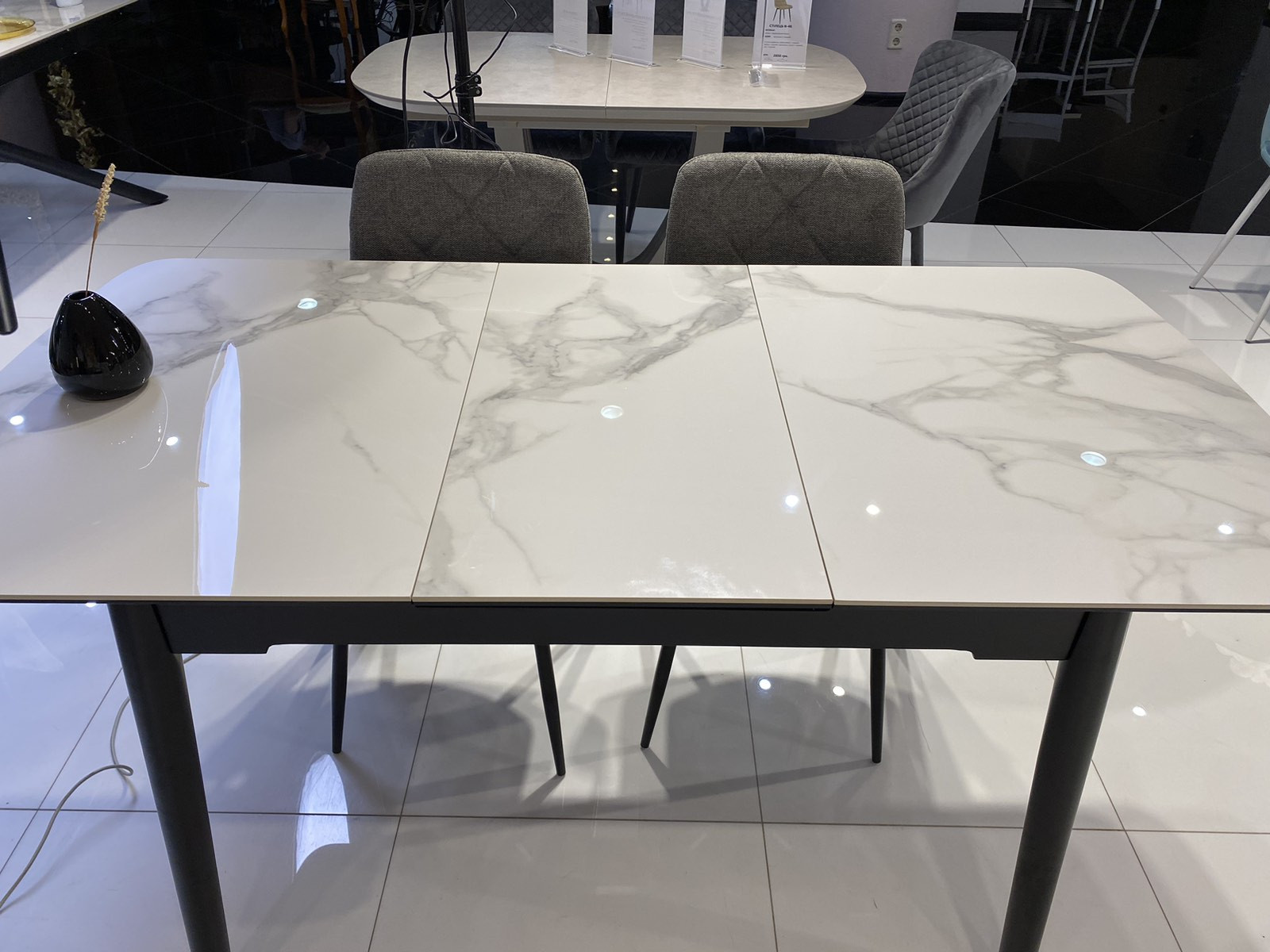 Стол обеденный модерн VTR- TM-76 вайт клауд + черный