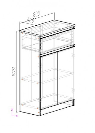 Комод на 1 шухляду и 2 двери ViA- Таун ТК-7
