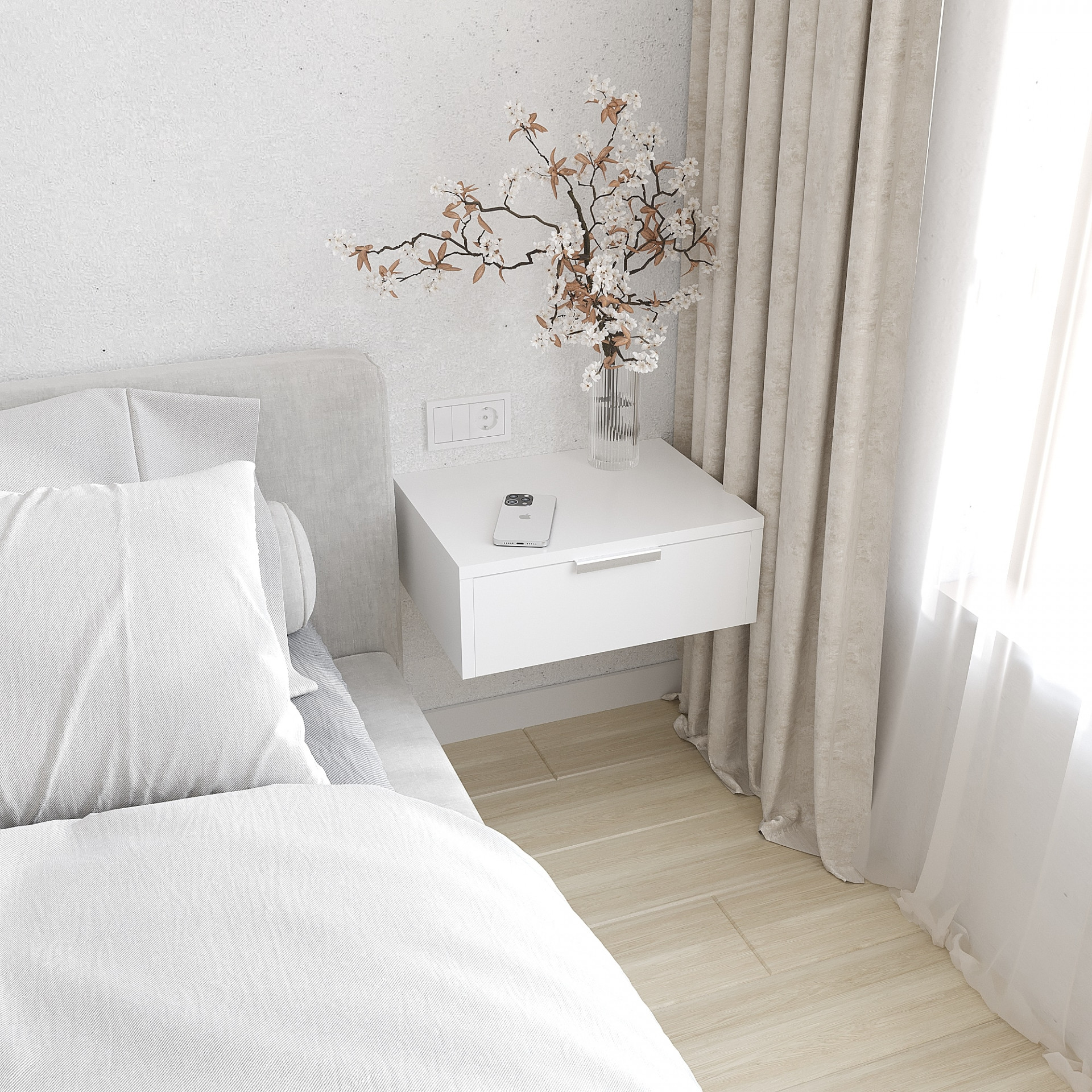 Тумба прикроватная подвесная 15х40х30 см KOD- ТУ-Флай-3