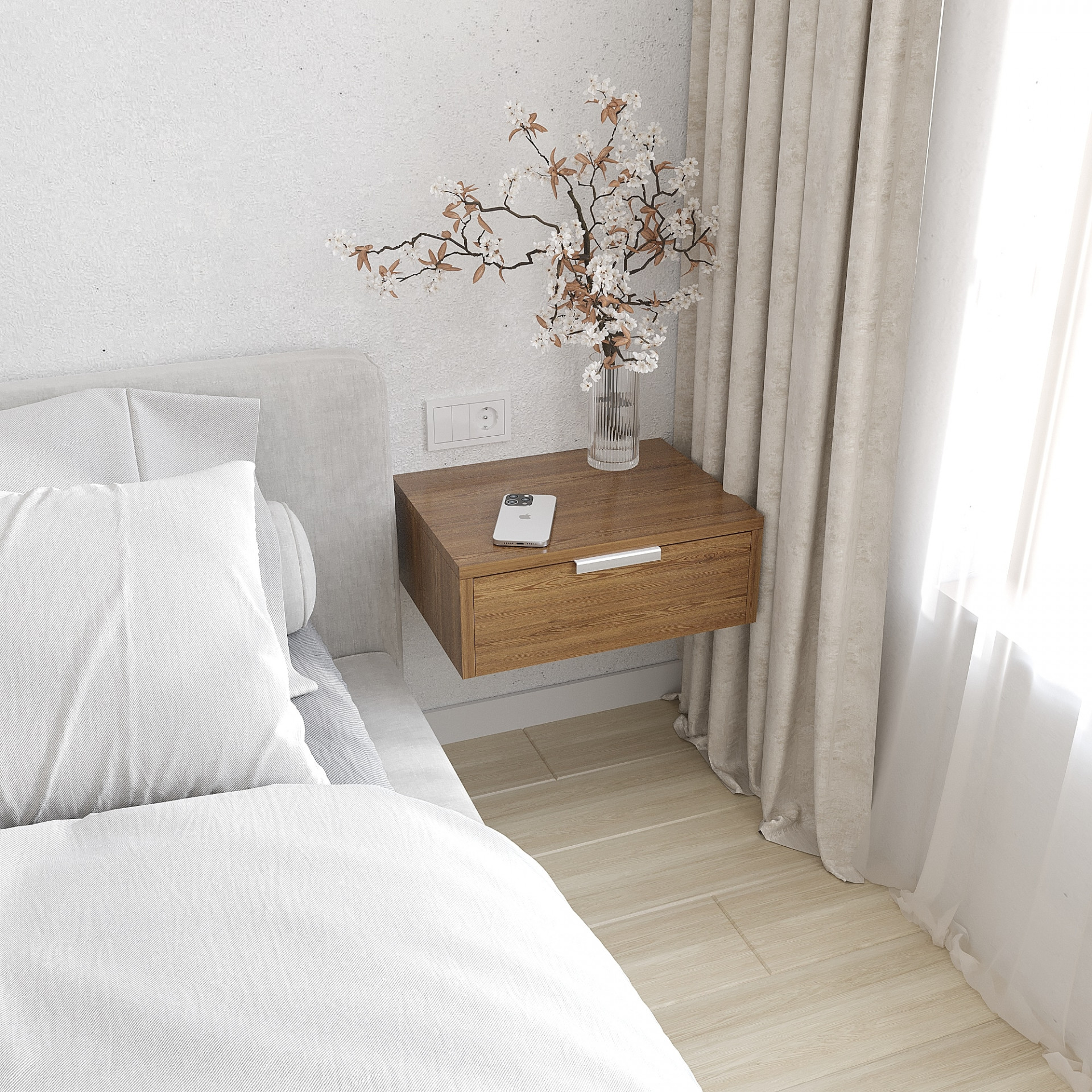 Тумба прикроватная подвесная 15х40х30 см KOD- ТУ-Флай-3