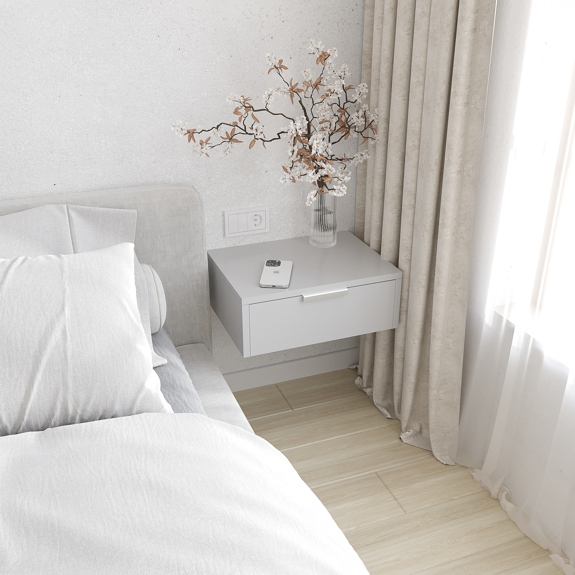 Тумба прикроватная подвесная 15х40х30 см KOD- ТУ-Флай-3