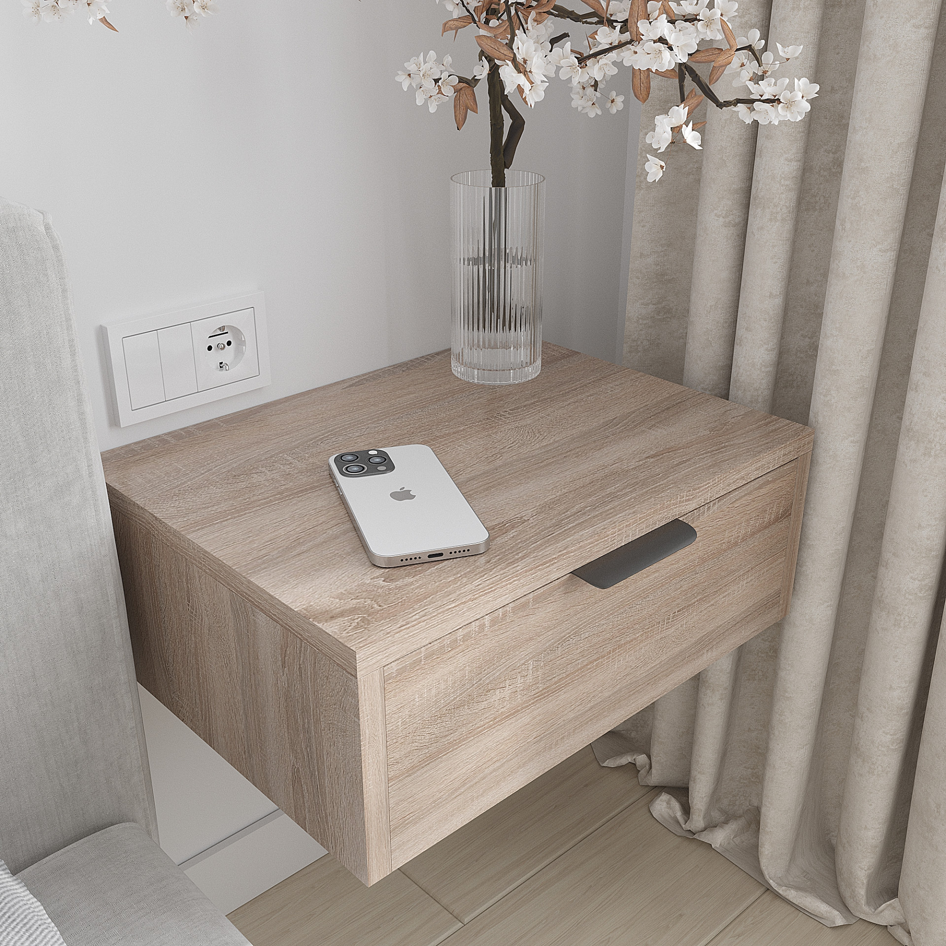 Тумба прикроватная подвесная 15х40х30 см KOD- ТУ-Флай-3