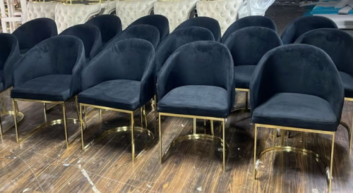 Стул обеденный Art-Deco EXI- Cizgili черный велюр + золотые ножки 