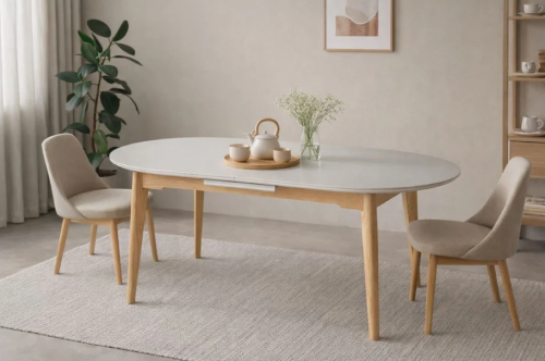 Стол раскладной INI- ALBERTO CERAMIC 160(200)*90 бежевый матовый/дерево