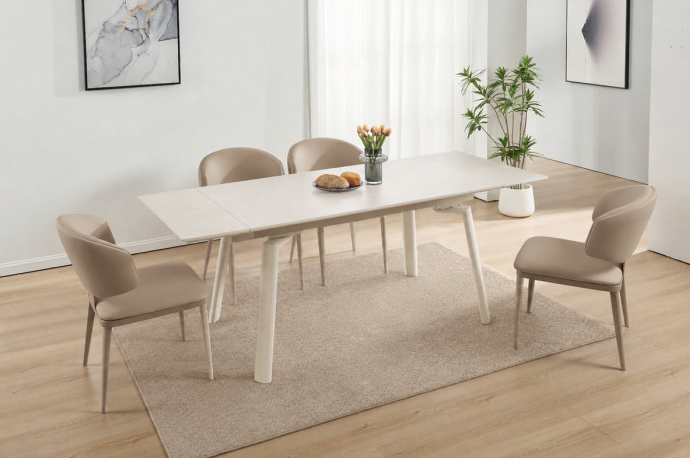 Стіл обідній розкладний INI- BELFORD CERAMIC 140(200)*80 білий/кашемир 